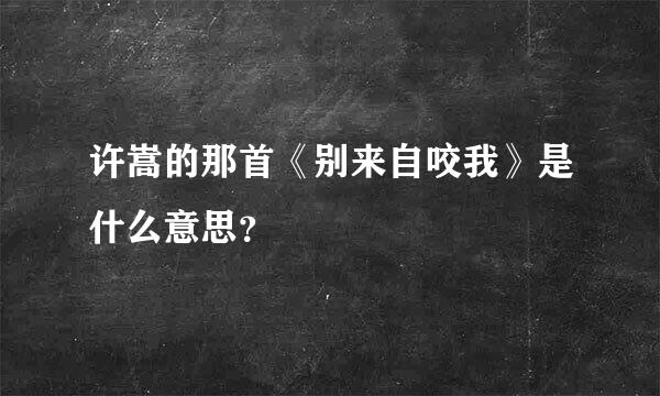 许嵩的那首《别来自咬我》是什么意思？