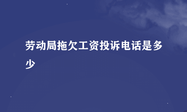 劳动局拖欠工资投诉电话是多少