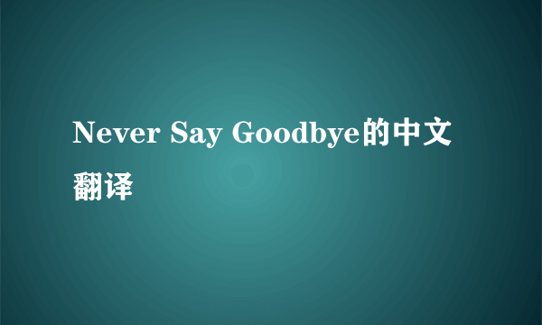 Never Say Goodbye的中文翻译