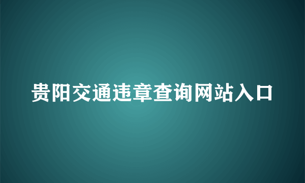 贵阳交通违章查询网站入口