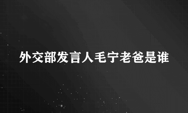 外交部发言人毛宁老爸是谁