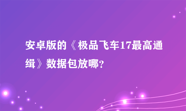 安卓版的《极品飞车17最高通缉》数据包放哪？