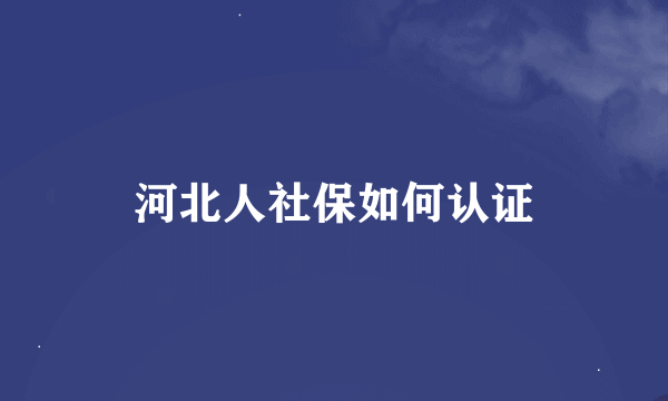 河北人社保如何认证