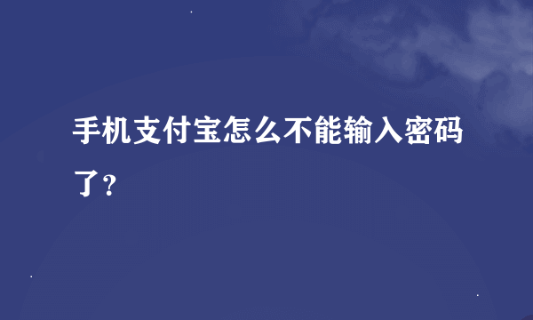 手机支付宝怎么不能输入密码了？