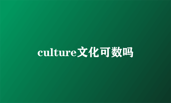 culture文化可数吗