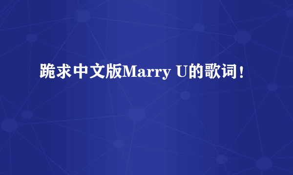 跪求中文版Marry U的歌词！
