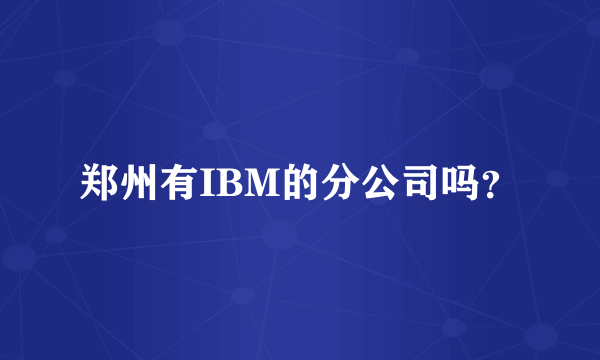 郑州有IBM的分公司吗？
