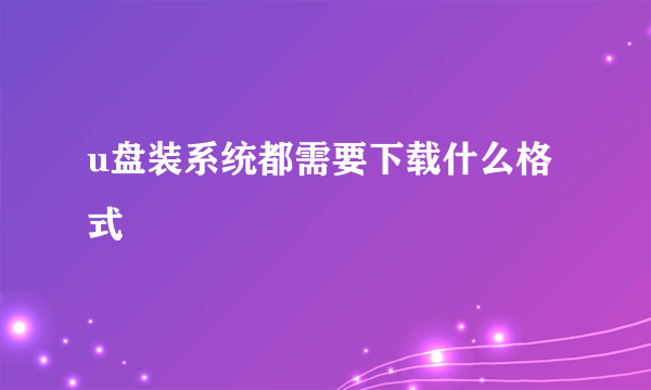 u盘装系统都需要下载什么格式